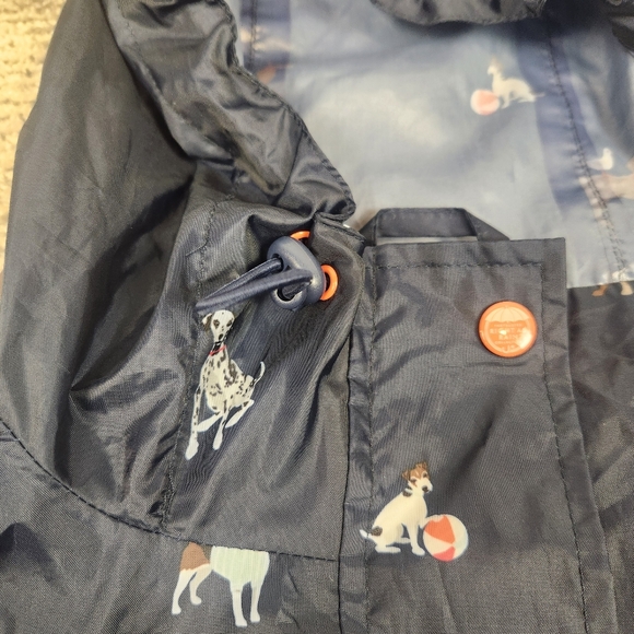 Joules Right As Rain Waterproof Jacket Women 12 AOP Dog Print Navy Coat Packable - Picture 10 of 12